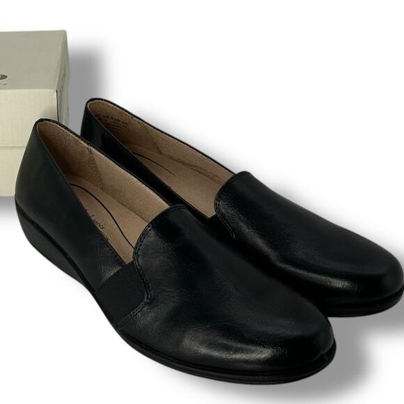 NEW Life Stride Black Loafers Size 8.5 Slip On Leather Flats Comfort Walking NWT - Picture 3 of 12